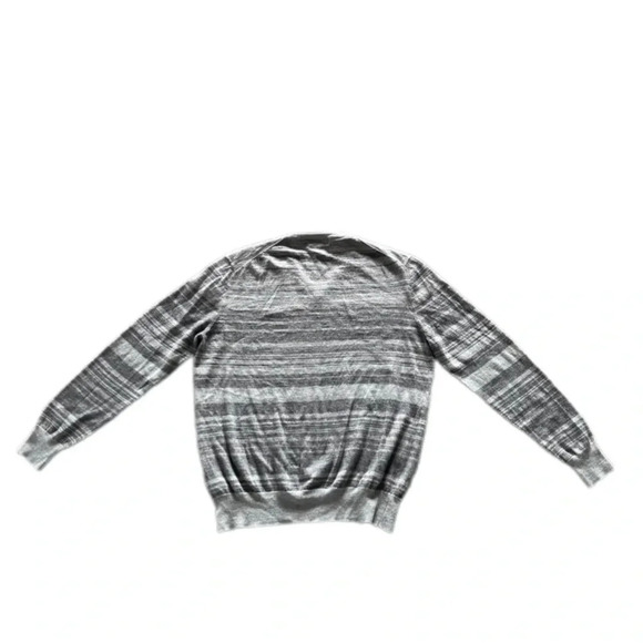 Calvin Klein Gray Striped Long Sleeve V Neck Merino Wool Blend Sweater womens XL - Picture 4 of 11